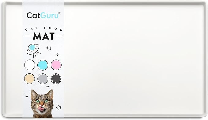 CatGuru Cat Food Mat, Small & Large Pet Feeding Mat, 100% Waterproof Cat by CatGuru