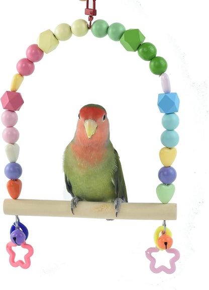 Wooden Bird Swing for Cockatiels Parrot Perch Hanging Toys Parakeets Birdcage - Image 3
