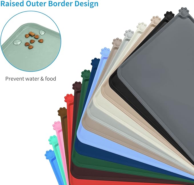 AUDWUD Silicone Waterproof Pet Feeding Mats, Anti Slip Bowl Pad, Dog Mat - Image 3