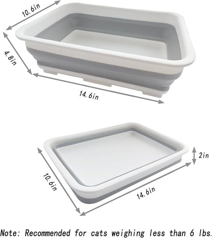 Collapsible Small Cat Litter Box, 14.6 x 10.6 x 4.8 inch Open Waterproof Low - Image 2