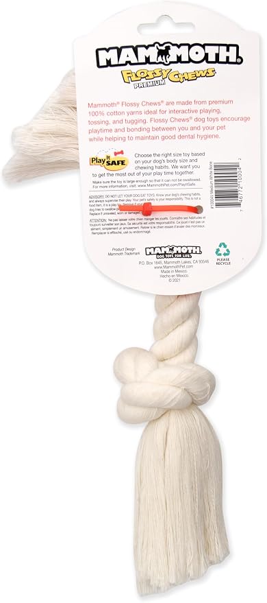 Mammoth Pet Products Dog Flossy Chews 100-Percent Cotton White Rope Bone - Image 4