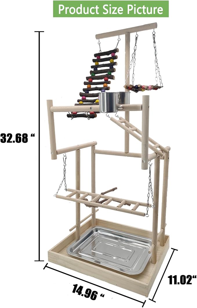 Hamiledyi 4 Layers Large Bird Playground 32" H Pet Parrot Playstand Gym Perch - Image 4