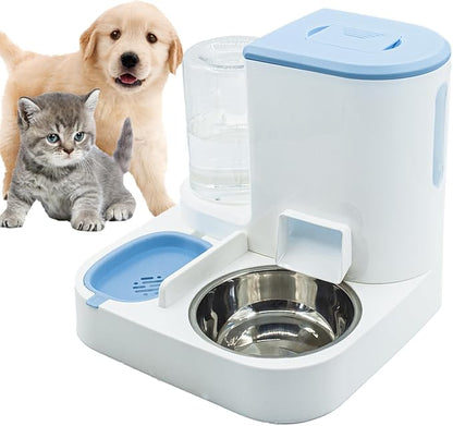 Automatic Cat Food and Water Dispenser Set 2 in 1, All-in-One Gravity Pet Feeder by MUYG