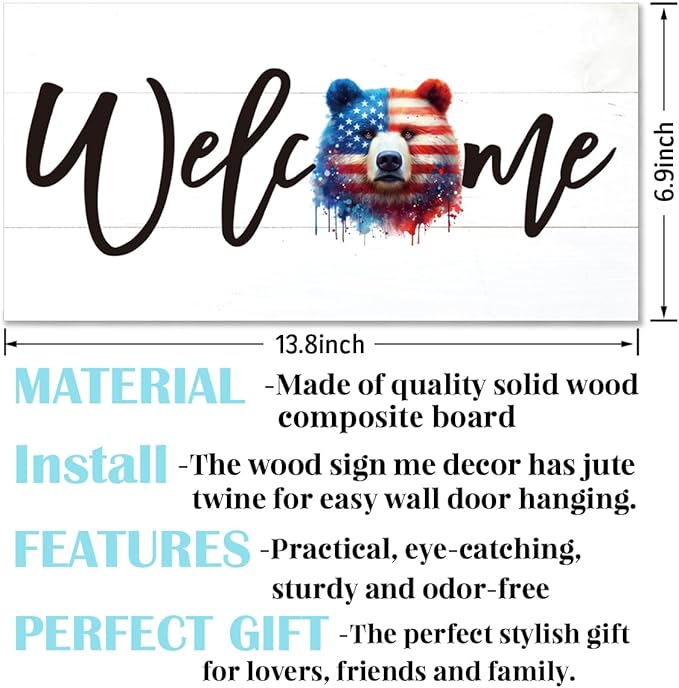 Welcome Sign for Front Door, Welcome Decor Wooden Hanging Sign for Wall Decor - Image 2