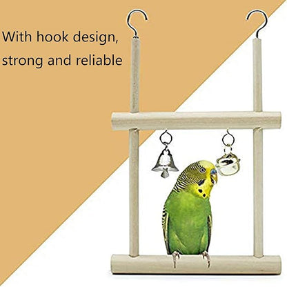 Litewoo Bird Stand Parrot Perches Hanging Swing Natural Wood Stand Platform - Image 3