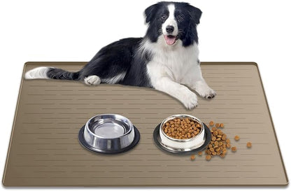 Large Dog Mat for Food and Water, 31.8"x23.8" Silicone Pet Feeding Mats by Goldleaf