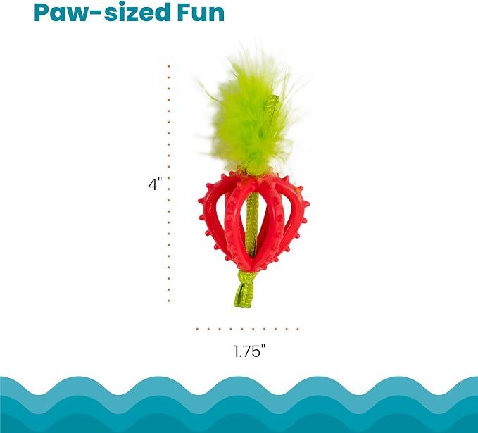 Catstages Dental Strawberry Teether, Soft and Textured Cat Chew Toy, Catnip Oil - Image 5