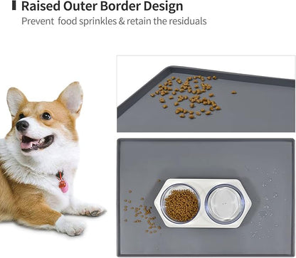 Dog Food Mat, Silicone Waterproof Food Tray, Non Slip Pet Bowl Mats Placemat - Image 3