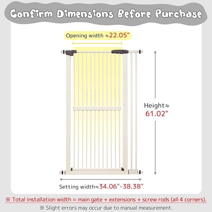 Lumizone Extra Tall Cat Gate 61.02" High Pressure Mounted Extra Wide - Image 2