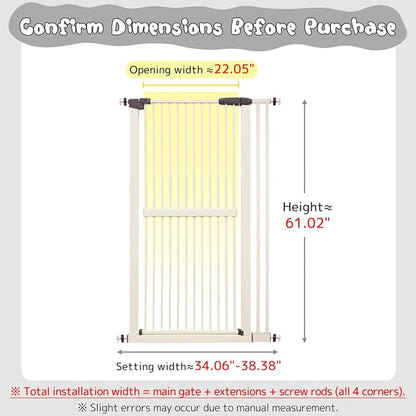 Lumizone Extra Tall Cat Gate 61.02" High Pressure Mounted Extra Wide - Image 2