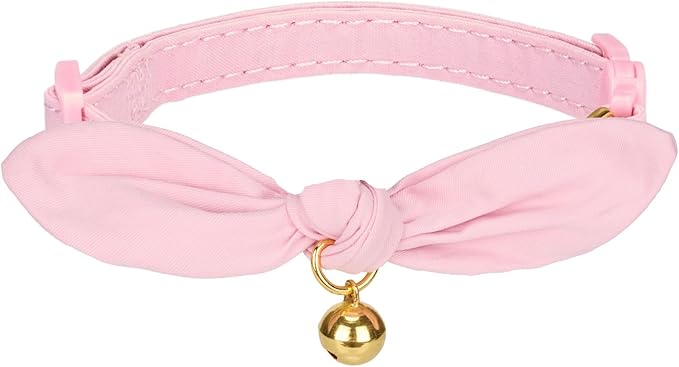 Bunny Ear Cat Collar with Bell and Bow Tie, Breakaway Cute Bowtie Kitten Collars by YUDOTE