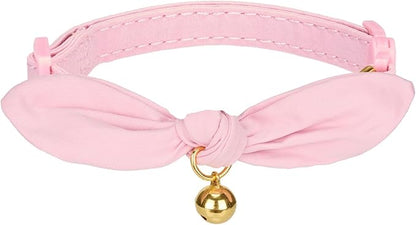 Bunny Ear Cat Collar with Bell and Bow Tie, Breakaway Cute Bowtie Kitten Collars by YUDOTE
