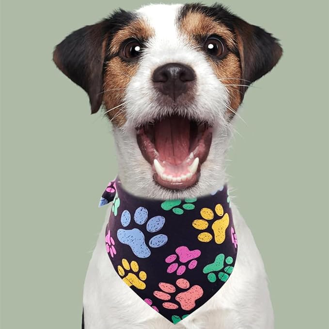 PET SHOW 50Pcs Paw Pattern Dog Bandanas Bulk Washable Puppy Girl Boy Triangle - Image 6