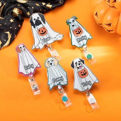 callie Personalized Halloween Ghost Badge Reel - Image 2