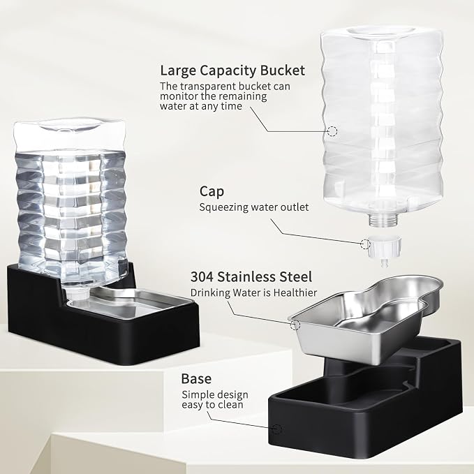 RIZZARI Stainless Steel Pet Water Feeder: 10L Gravity Leak-Proof Auto Refill - Image 4