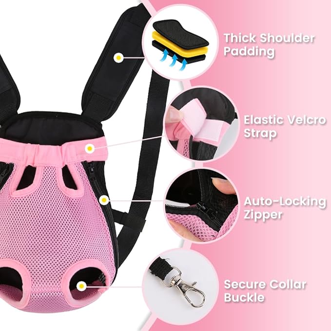Dog Backpack Carrier, Thick Straps & Cushion, Pet Sling Front Backpacks - Image 5