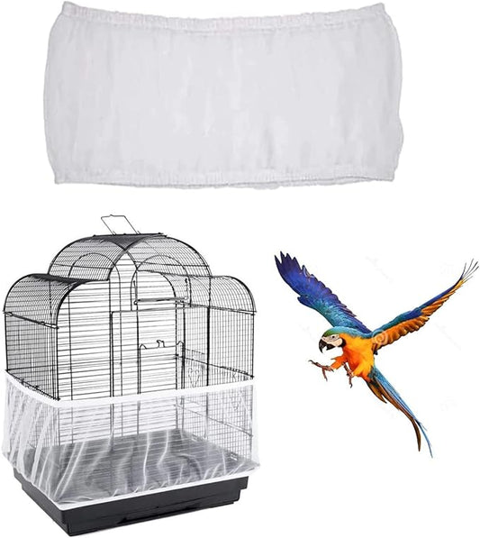 Bird Cage Cover, Breathable Nylon Mesh Seed Catcher Guard, Adjustable Elastic by Unknown