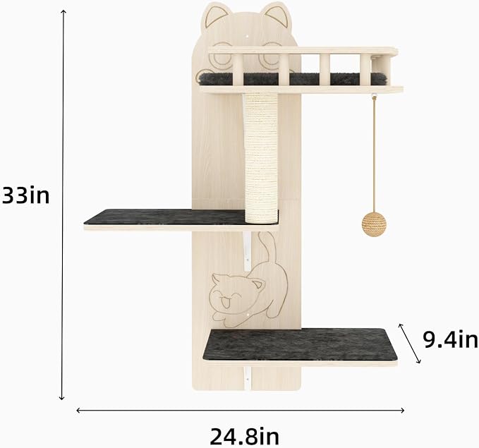 Cat Wall Shelves, 3 Platform Kitten Wall Furniture, DIY - Image 6