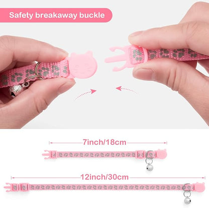 LLHK 2 Pack Breakaway Cat Collars & 2 Pcs Name Tags, Reflective Safety Kitten - Image 3