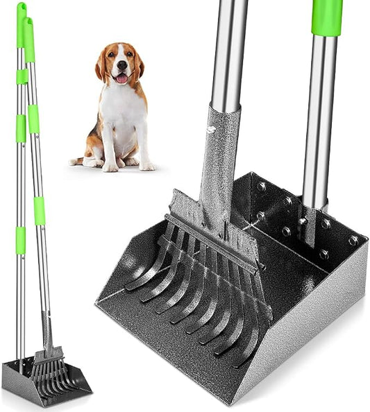 TOOGE Pooper Scooper, Dog Pooper Scooper Long Handle Stainless Metal Tray and by TOOGE