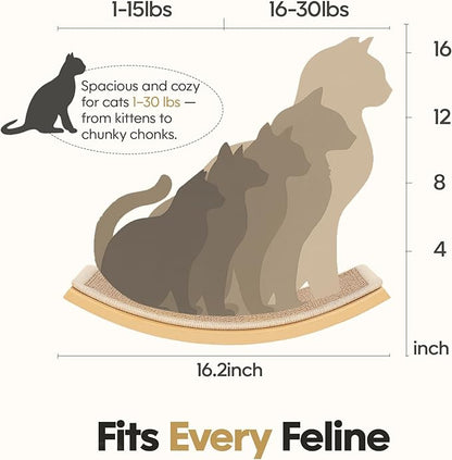 Curved Cat Wall Hammock with Scratchable Sisal Pad, Large Floating Cat Shelf - Image 4