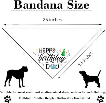 Happy Birthday Dad Black Dog Bandana Pet Scarf Accessories Funny Cute Puppy - Image 2