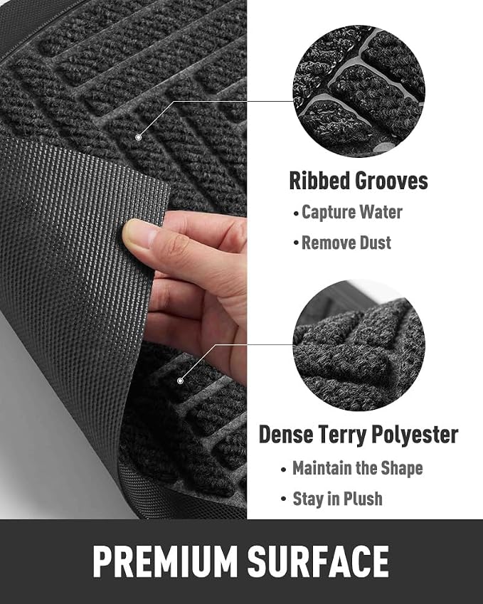 tchdio Door Mat Outdoor Indoor Entrance Doormat-Semicircular Durable Rubber Non - Image 4