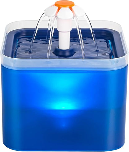 Cat Water Fountain Blue Flower: Cat Fountain Cute - 67oz/2L Small Pet Water by AONBOYPETLIFE