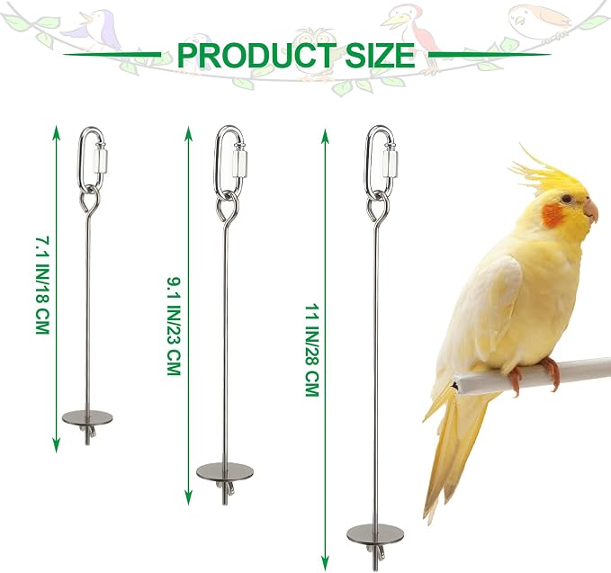 3 Pcs Bird Cage Food Holder Stainless Steel Parrot Fruit & Vegetable Skewer - Image 2