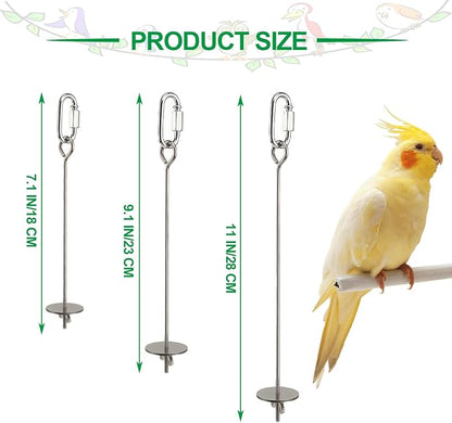 3 Pcs Bird Cage Food Holder Stainless Steel Parrot Fruit & Vegetable Skewer - Image 2
