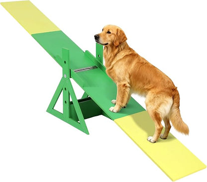94.5" Adjustable Dog Agility Seesaw 4-Level Height Training Teeter by Kuabiz