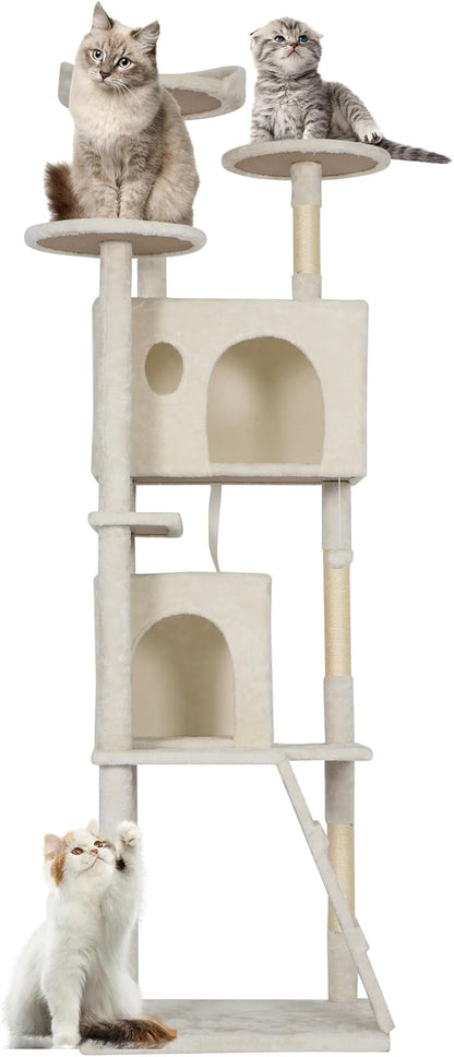 FDW | 81" Cat Tree Tower | Beige | Multi-Level Indoor Activity Center by FDW