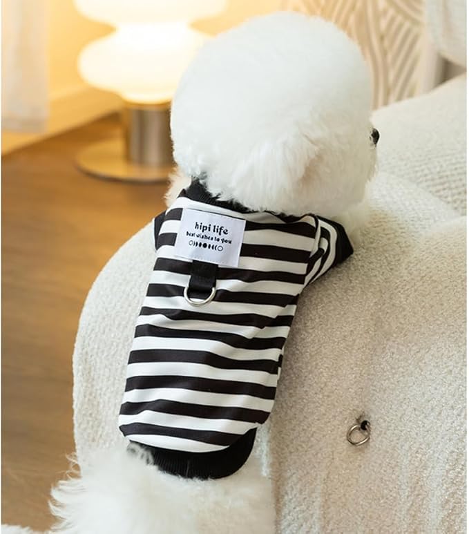 Autumn Dog Sweater with Leash Ring Warm Striped Puppy Shirt - Image 5