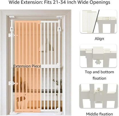 unipaws 57" H Cat Gate for Stairs, Fit for 21"-34" Wide Narrow Sapce, Auto - Image 6