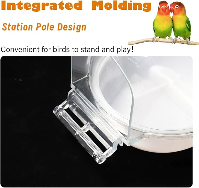 Bird Bath Box for Cage, Parrot Hanging Planet Bathtub No-Leakage Transparent - Image 7
