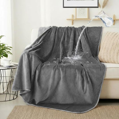 Waterproof Dog Blankets Dark Grey Pet Blanket 60"x80", Soft Fluffy Sofa Car Bed - Image 8