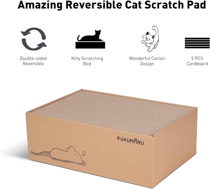 FUKUMARU 5 PCS Cat Scratching Boards, 11.4 Inch Width Ex-Large Cat Scratcher Box - Image 4