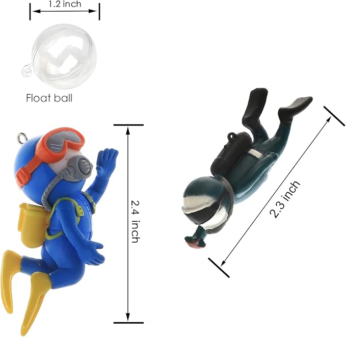 2-Pack Cute Little Diver Fish Tank Decorations Aquarium Decoration Floating - Image 2