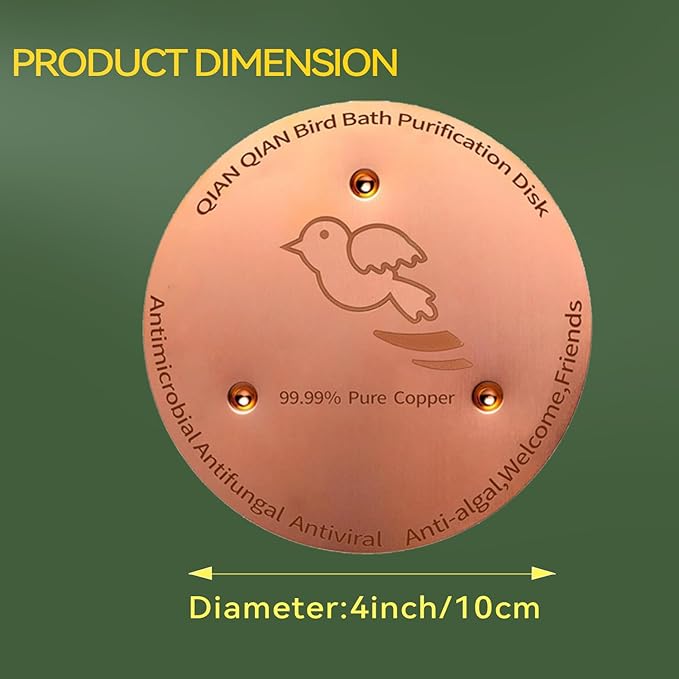 QIANQIAN Bird Bath Copper Disk, Copper Bird Bath Purification Disk - Image 7