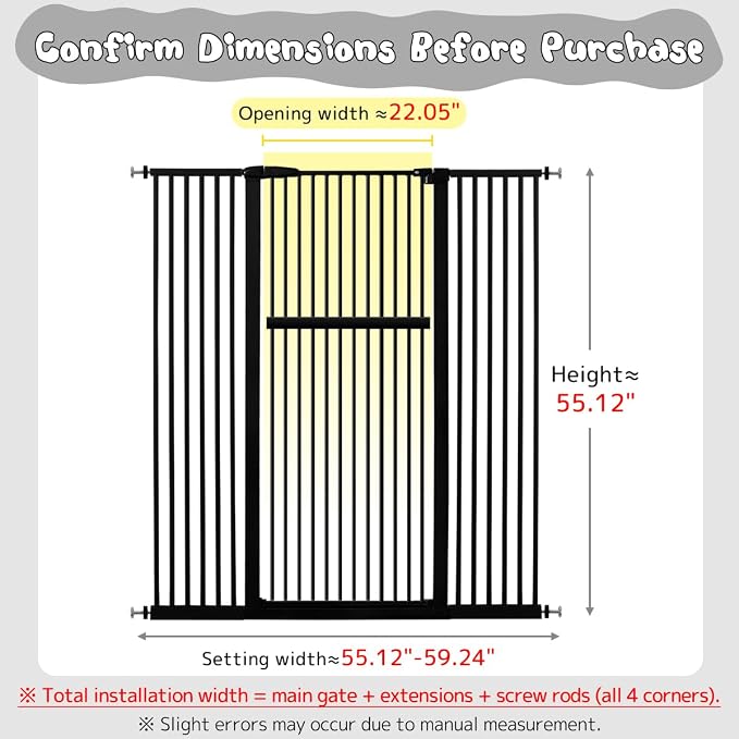 Lumizone Extra Tall Pet Gate 55.12" High Pressure Mounted 55.12"-59.24" Extra - Image 2