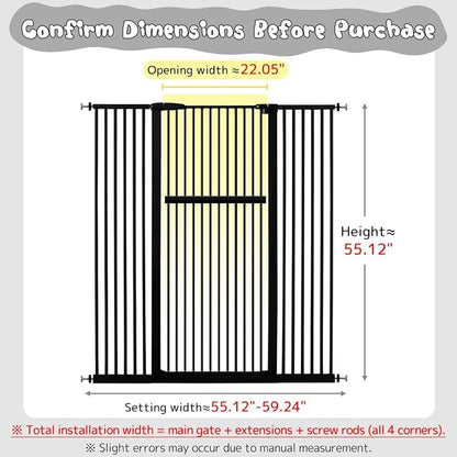 Lumizone Extra Tall Pet Gate 55.12" High Pressure Mounted 55.12"-59.24" Extra - Image 2
