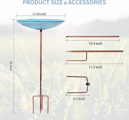 VCUTEKA Outdoor BirdBath Glass Bird Bath Garden Bird Feeder - Image 4