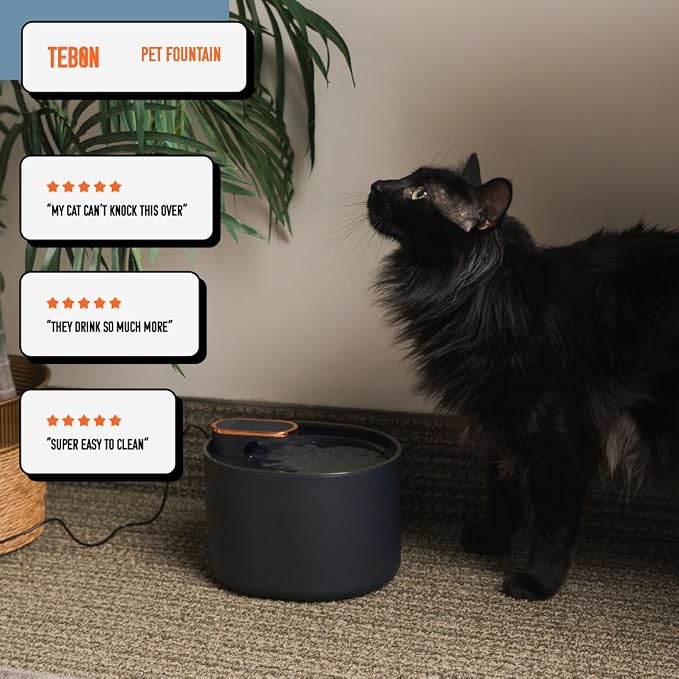 Tebon Cat Water Fountain – Automatic Pet Water Dispenser & Drinking Bowl – - Image 7
