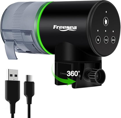 FREESEA Aquarium Automatic Fish Feeder: Rechargeable Auto Fish Food Dispenser by FREESEA