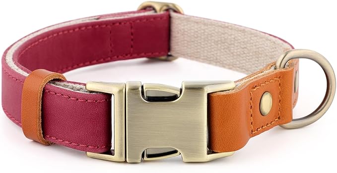 Plutus Pet Genuine Leather & Hemp Dog Collar – Adjustable Heavy Duty Pet Collar by PLUTUSPET