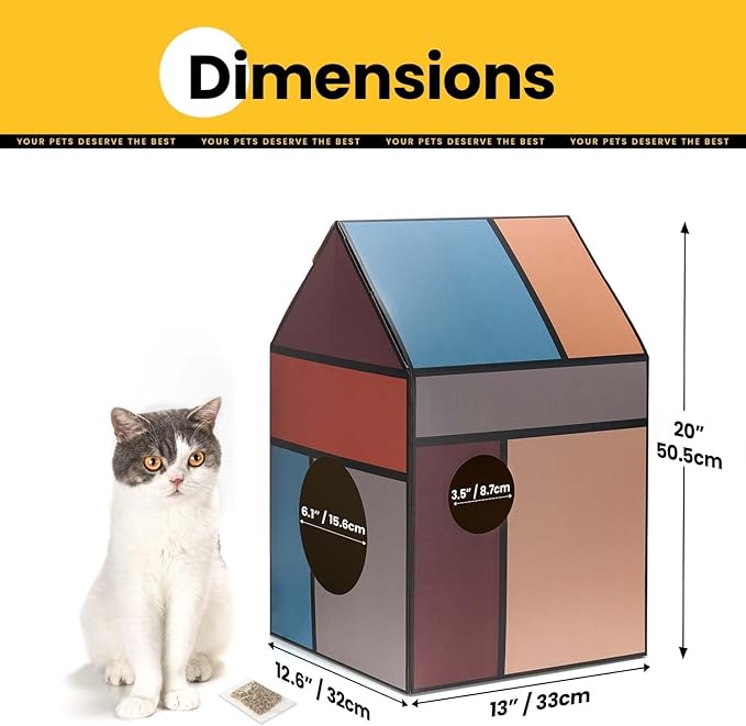 Cardboard Cat House with Scratch Pad & Catnip, Cat Play Scratching House - Image 5