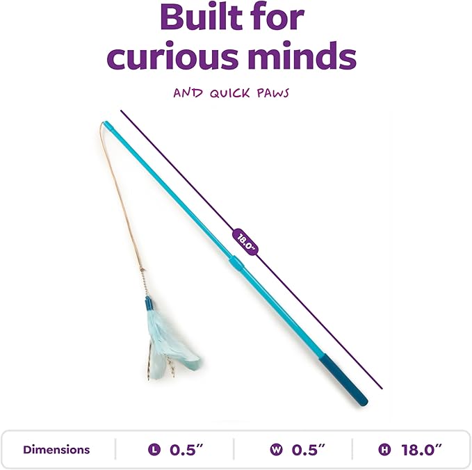 SmartyKat Frisky Flyer Feather Wand Cat Toy, Extendable Up to 24" - Image 3