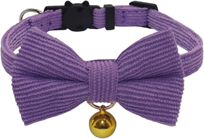 THAIN Cat Collar with Bow Tie and Bell, Breakaway Adjustable Cute Soft Corduroy by THAIN