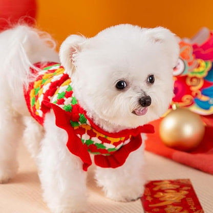 Small Dog Sweater, Knitted Tulip Cat Sweater, Warm Thick Holiday Puppy Clothes - Image 2