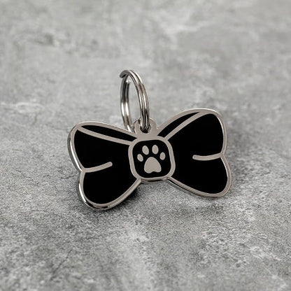 Two Tails Bowtie Pet ID Tag, Personalized Dog Name Tag - Image 2